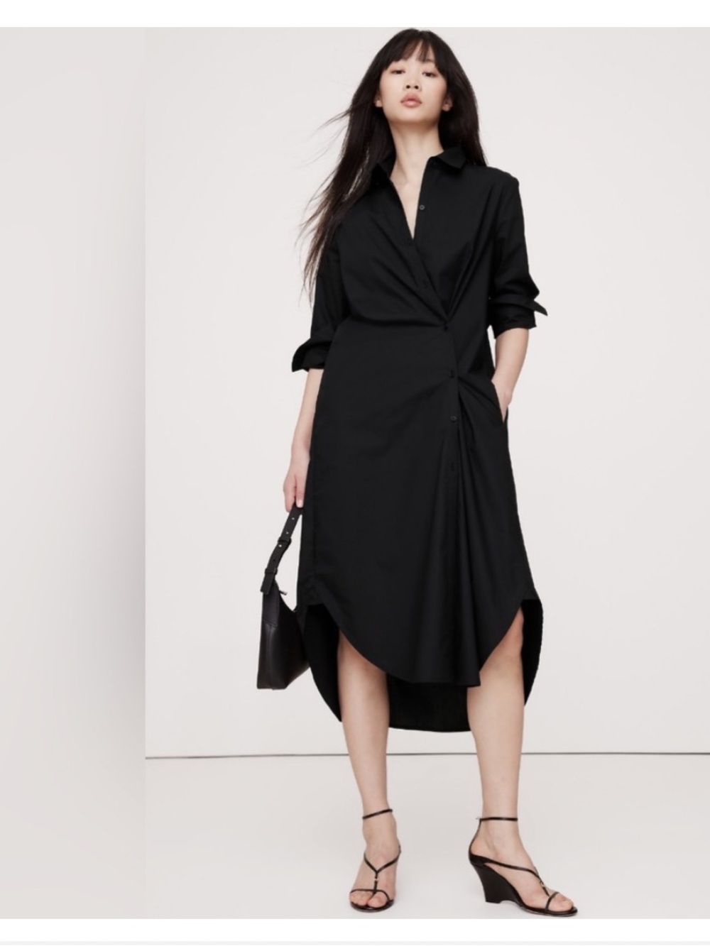 BANANA REPUBLIC COTTON POPLIN ASYMMETRICAL SHIRT DRESS